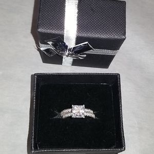 Diamond wedding set silver